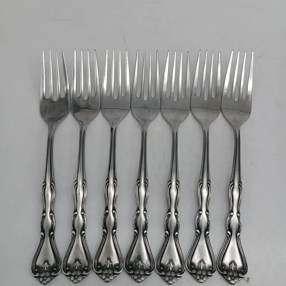 7X SF Vtg Noritake 18-8 Stainless Japan Sylvia Flatware Salad Forks Silverware